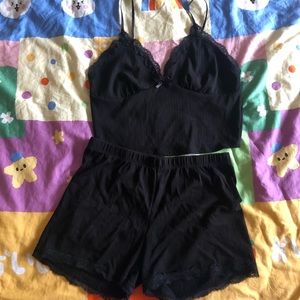 Y2K Fashion Nova Black Lace PJ Set